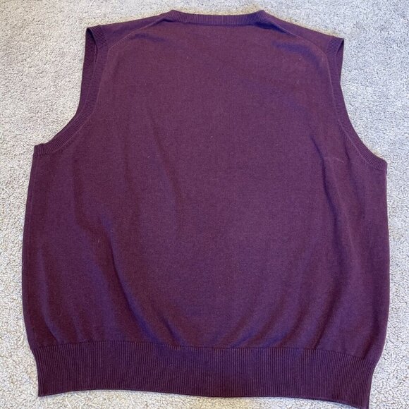 Croft & Barrow Sweater Vest Men XL Burgundy Classic Pullover 100% Cotton Grandpa - Picture 3 of 7